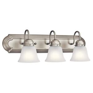 KICHLER 3-Light 24" Vanity Light – Brushed Nickel – Frosted Glass Shades
